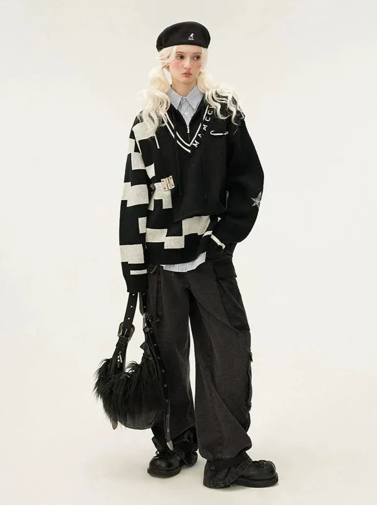College Hooded Style Asymmetrical Over Mode Tops