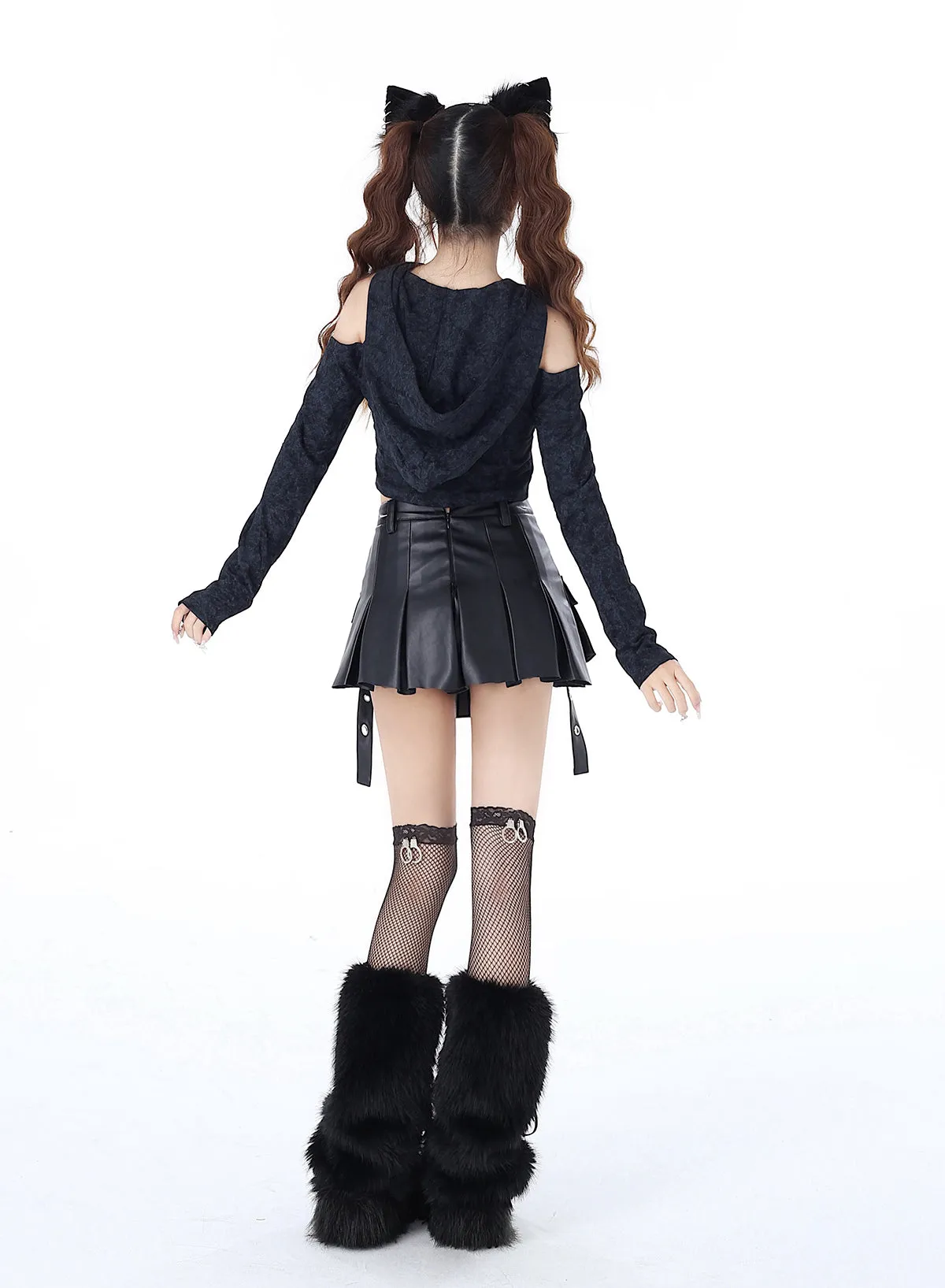 Cool Waistland Damaged Slim Top Hooded