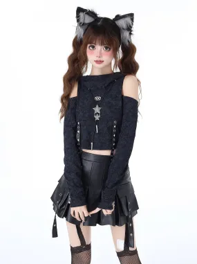 Cool Waistland Damaged Slim Top Hooded