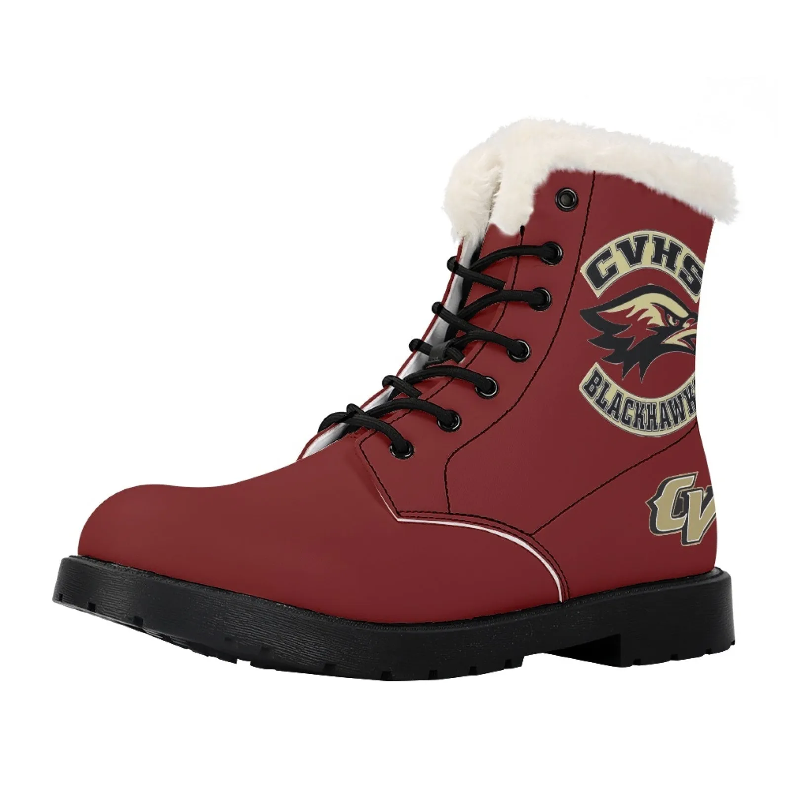 CVHS Seniors Rocker & CV Logo Women's Fur Top Combat Style Boots