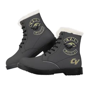 CVHS Seniors Rocker & CV Logo Women's Fur Top Combat Style Boots