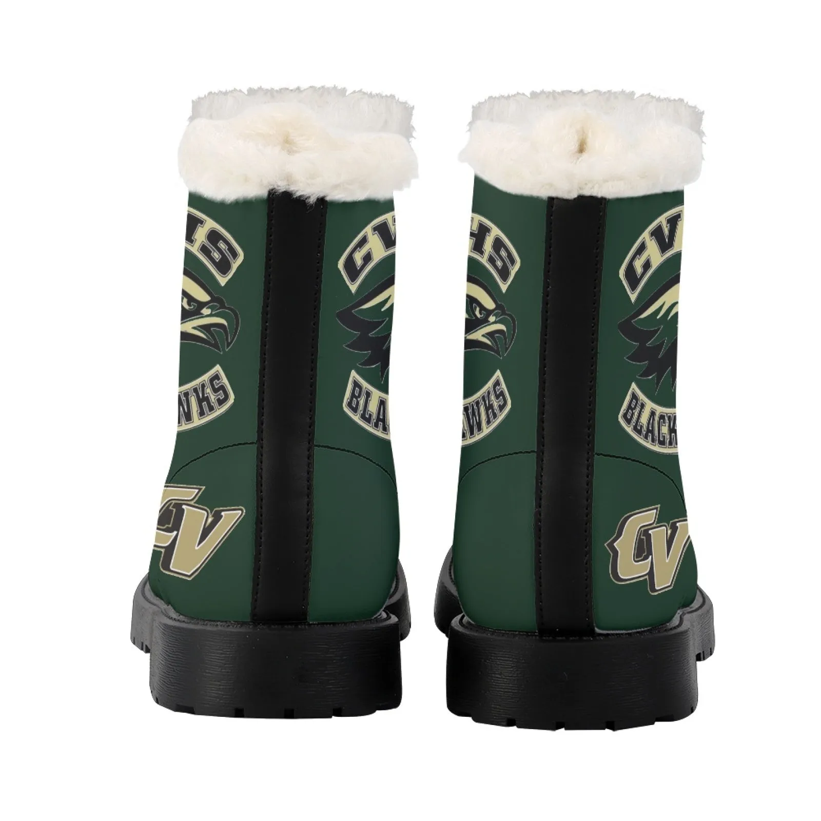 CVHS Seniors Rocker & CV Logo Women's Fur Top Combat Style Boots