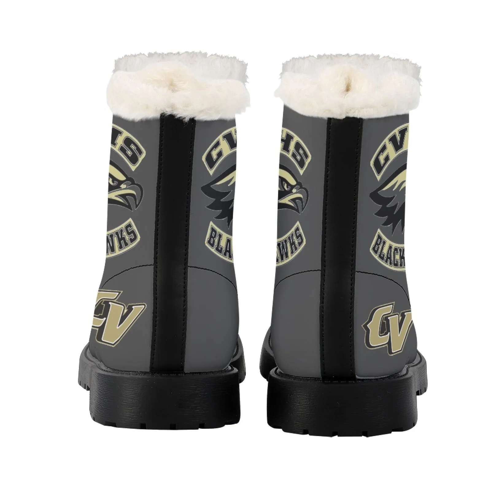 CVHS Seniors Rocker & CV Logo Women's Fur Top Combat Style Boots