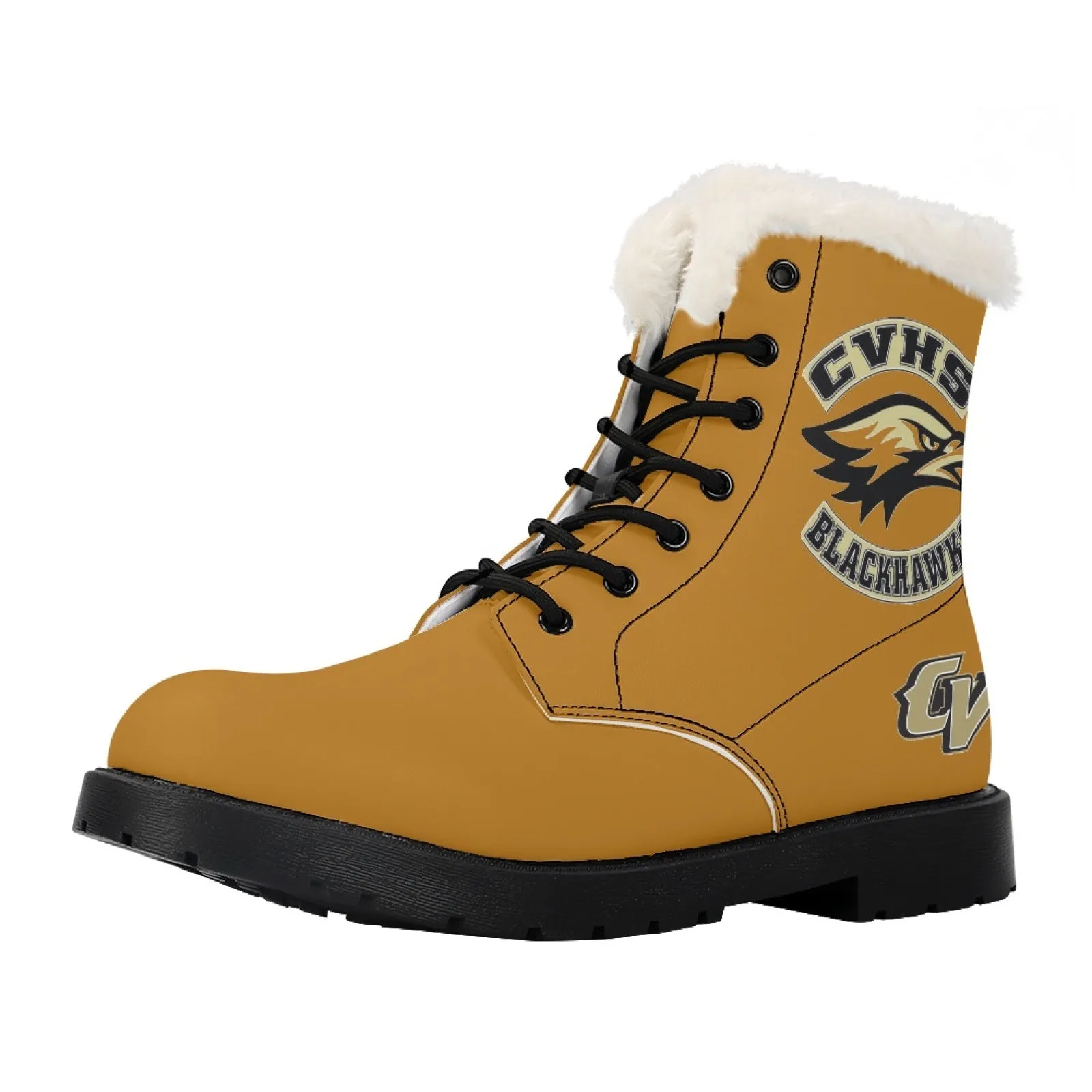 CVHS Seniors Rocker & CV Logo Women's Fur Top Combat Style Boots