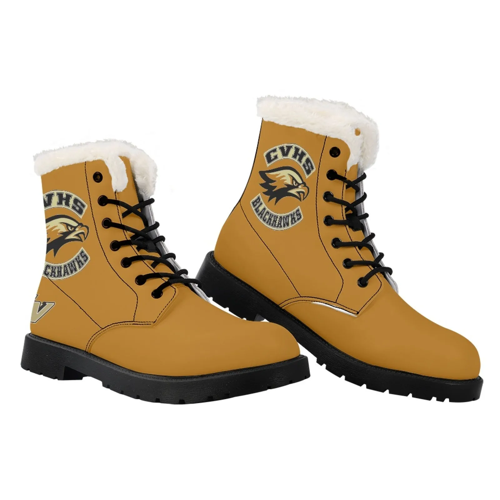 CVHS Seniors Rocker & CV Logo Women's Fur Top Combat Style Boots