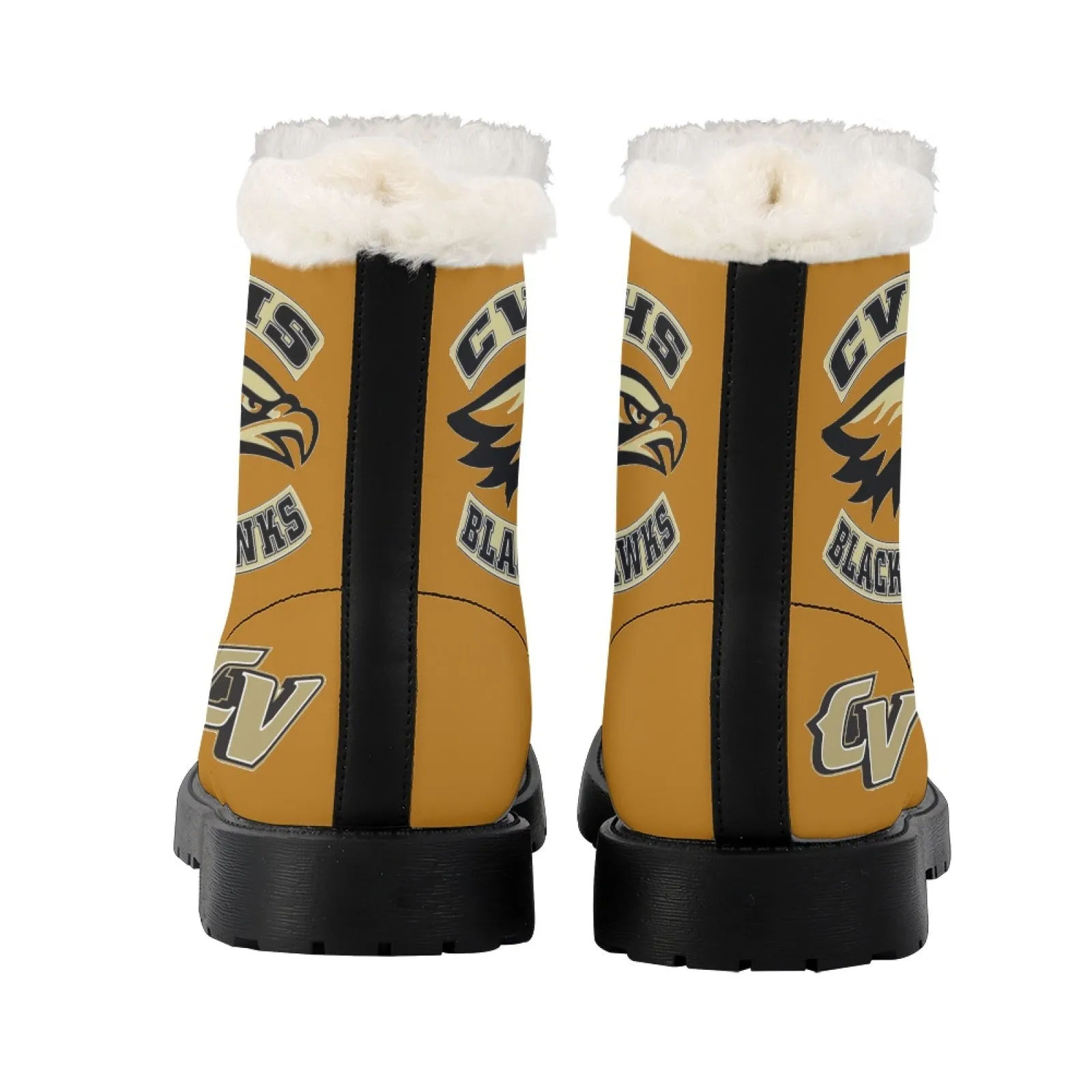 CVHS Seniors Rocker & CV Logo Women's Fur Top Combat Style Boots