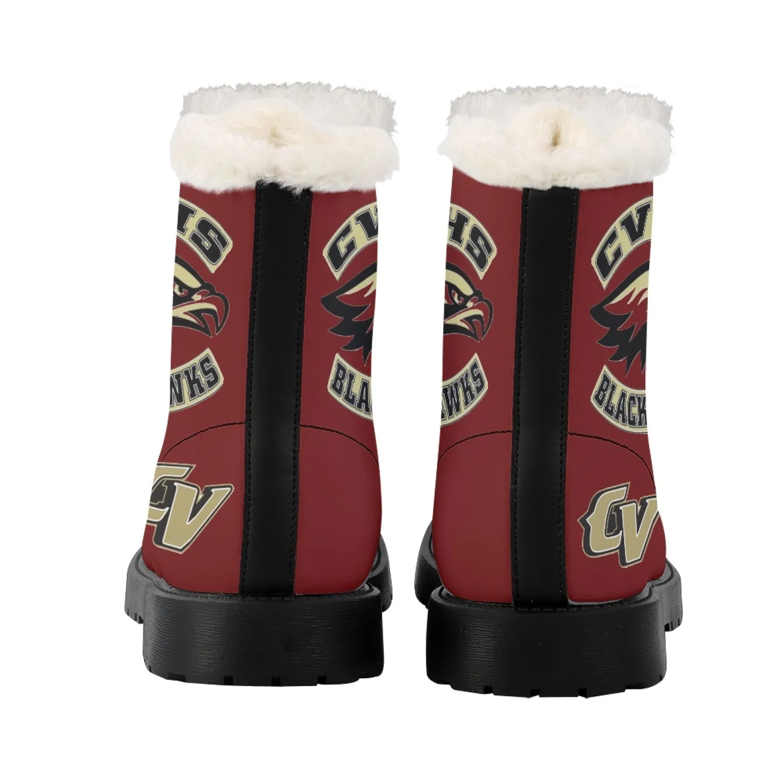 CVHS Seniors Rocker & CV Logo Women's Fur Top Combat Style Boots