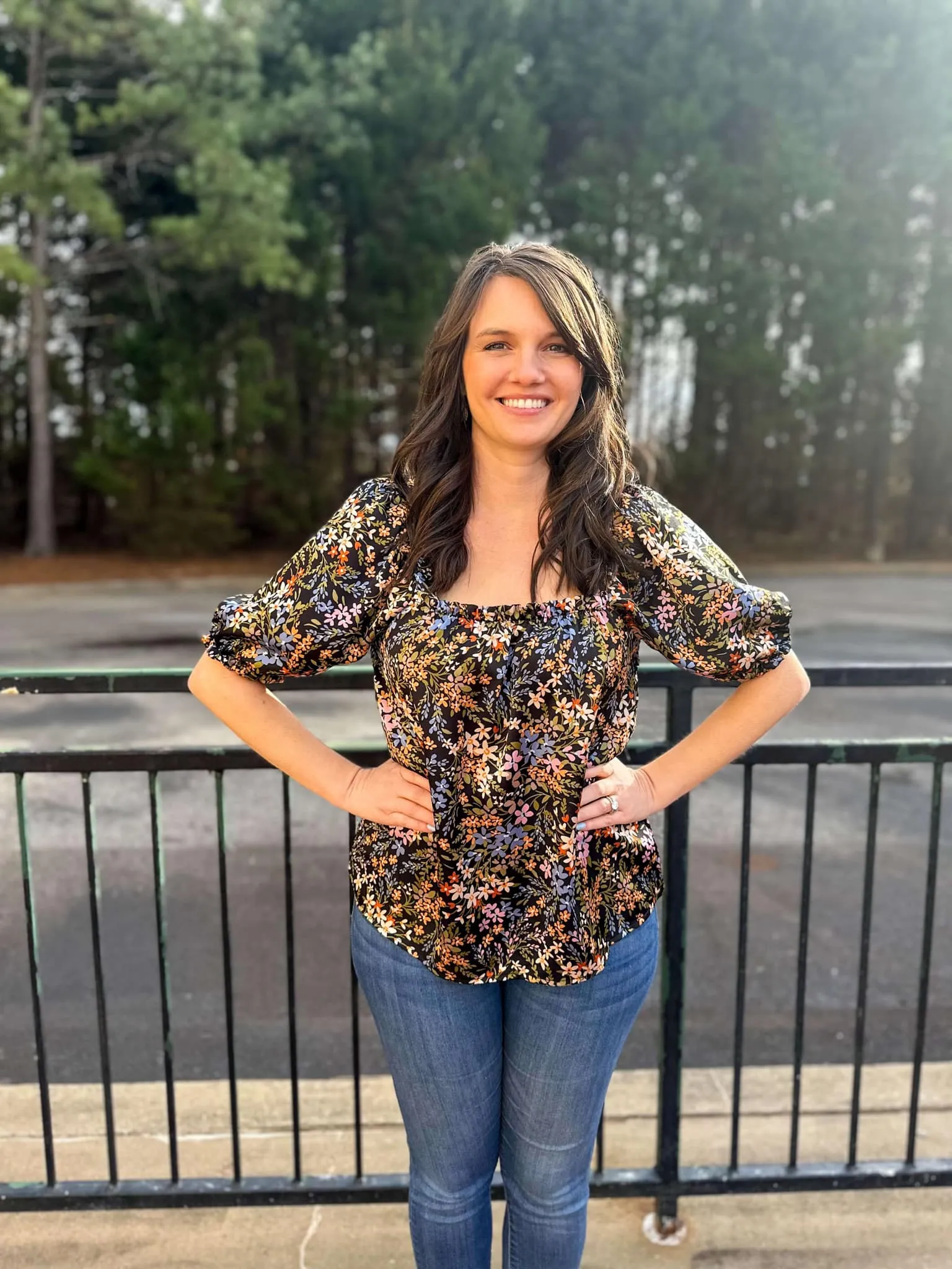 Floral Print Lightweight Top in Black