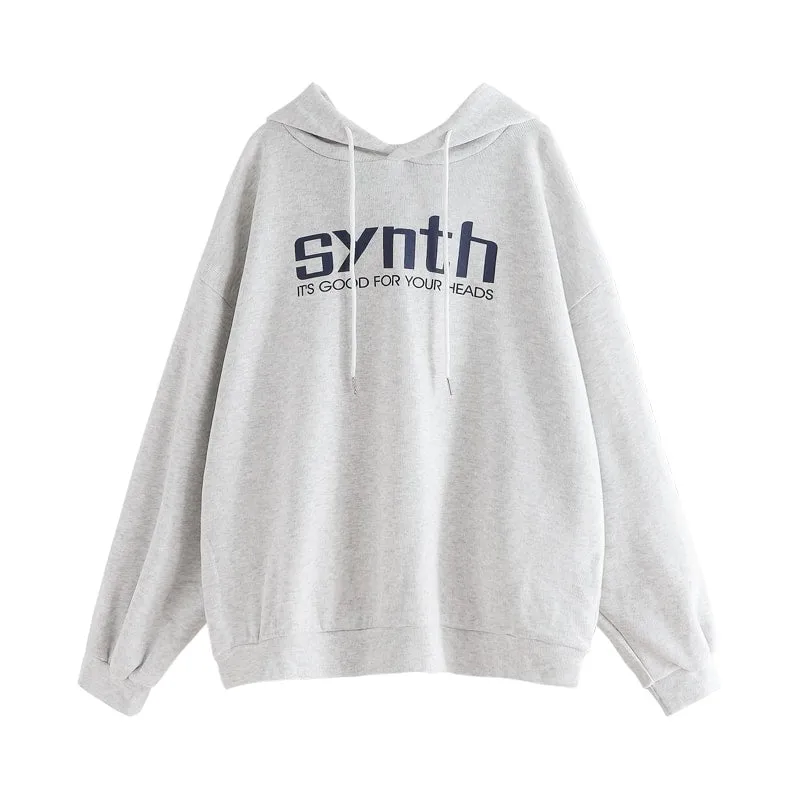 Japanese Harajuku Simple Style Gray Hoodie