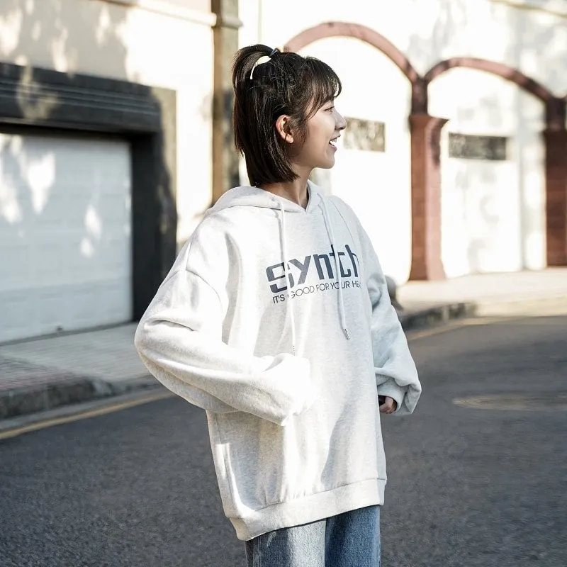 Japanese Harajuku Simple Style Gray Hoodie