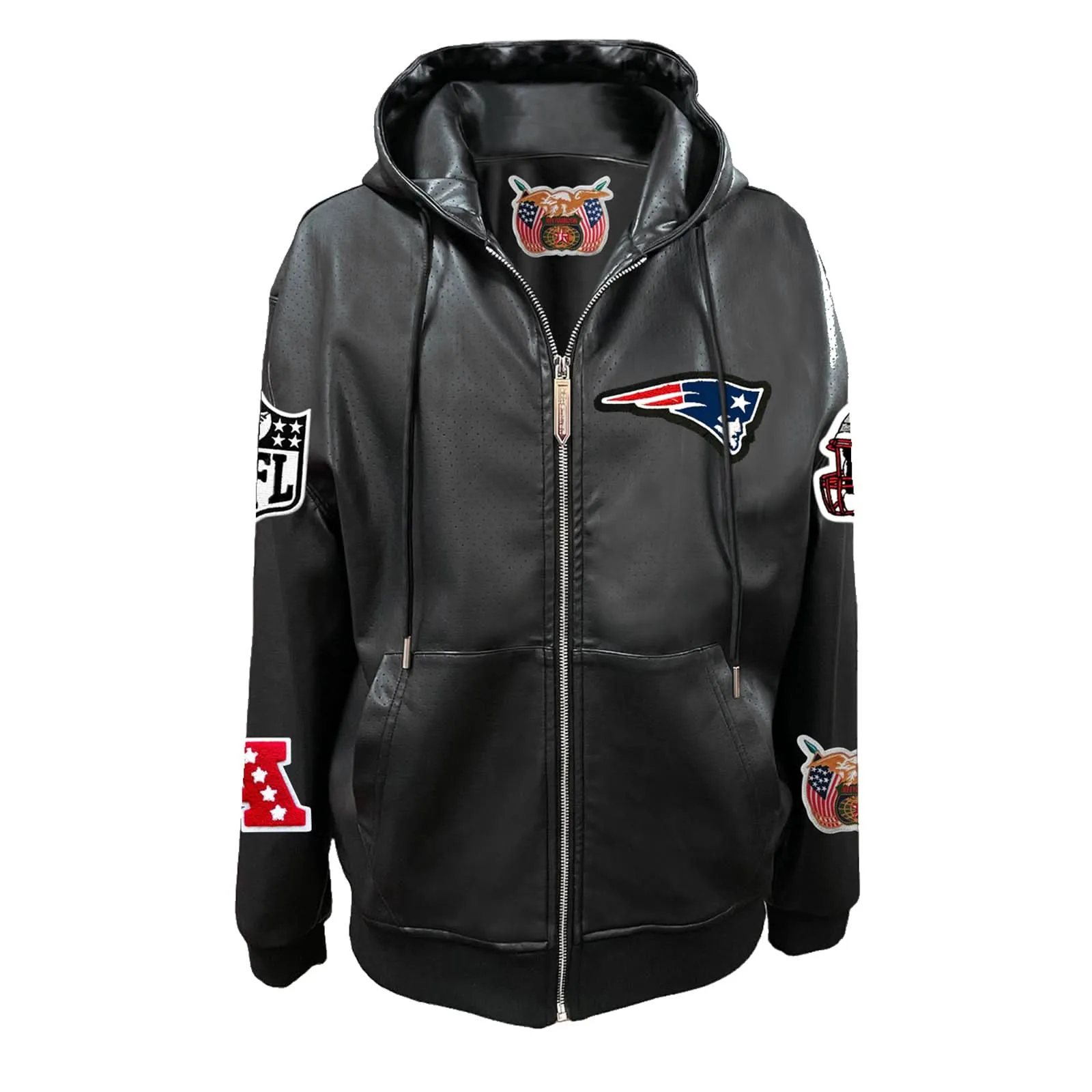 NEW ENGLAND PATRIOTS LIGHTWEIGHT VEGAN ZIP-UP HOODED JACKET