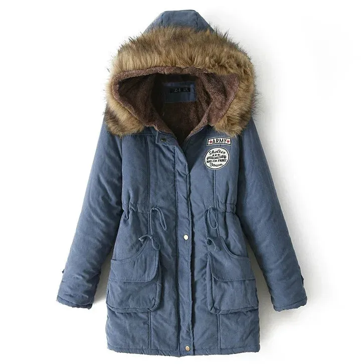 new Winter Womens Parka Casual Outwear Military Hooded Coat Winter Jacket Women Fur Coats Woman Parkas Clothes  AL7646