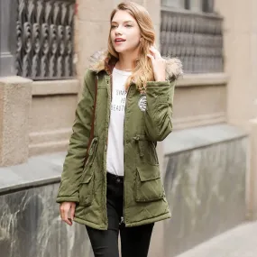 new Winter Womens Parka Casual Outwear Military Hooded Coat Winter Jacket Women Fur Coats Woman Parkas Clothes  AL7646