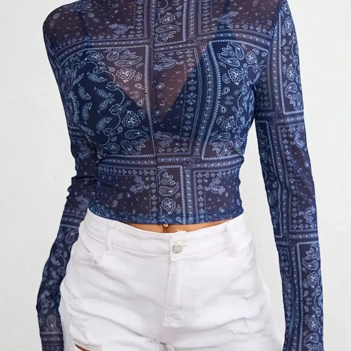 Paisley Mesh Top