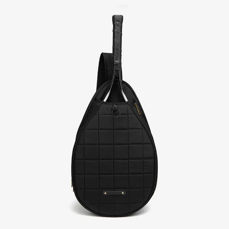 Racket Bag For Women Plaid Pattern Waterproof Polyester Crossbody Bag