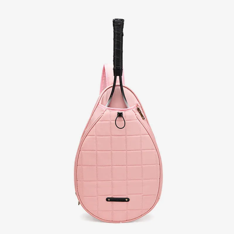 Racket Bag For Women Plaid Pattern Waterproof Polyester Crossbody Bag