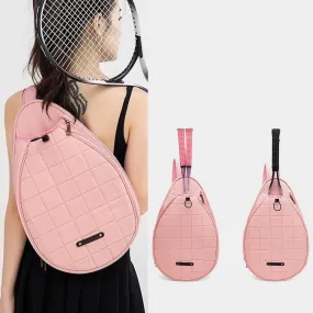 Racket Bag For Women Plaid Pattern Waterproof Polyester Crossbody Bag