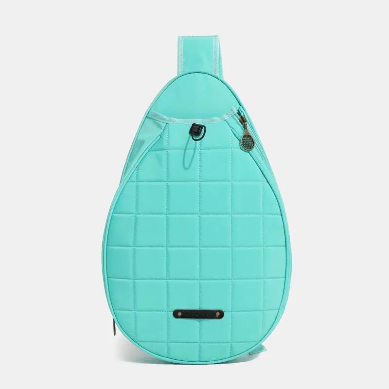 Racket Bag For Women Plaid Pattern Waterproof Polyester Crossbody Bag