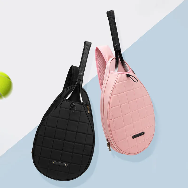Racket Bag For Women Plaid Pattern Waterproof Polyester Crossbody Bag