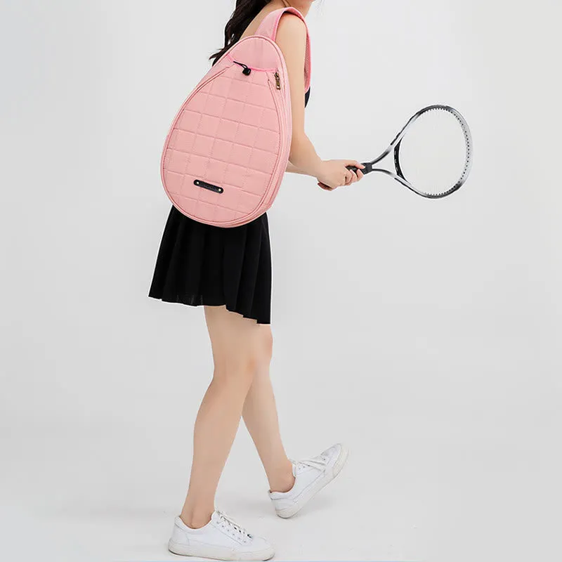 Racket Bag For Women Plaid Pattern Waterproof Polyester Crossbody Bag