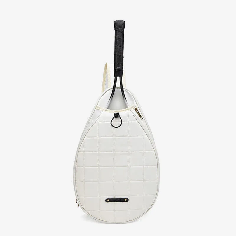 Racket Bag For Women Plaid Pattern Waterproof Polyester Crossbody Bag