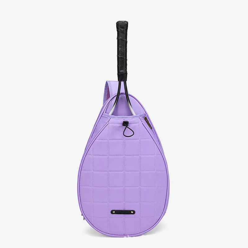 Racket Bag For Women Plaid Pattern Waterproof Polyester Crossbody Bag