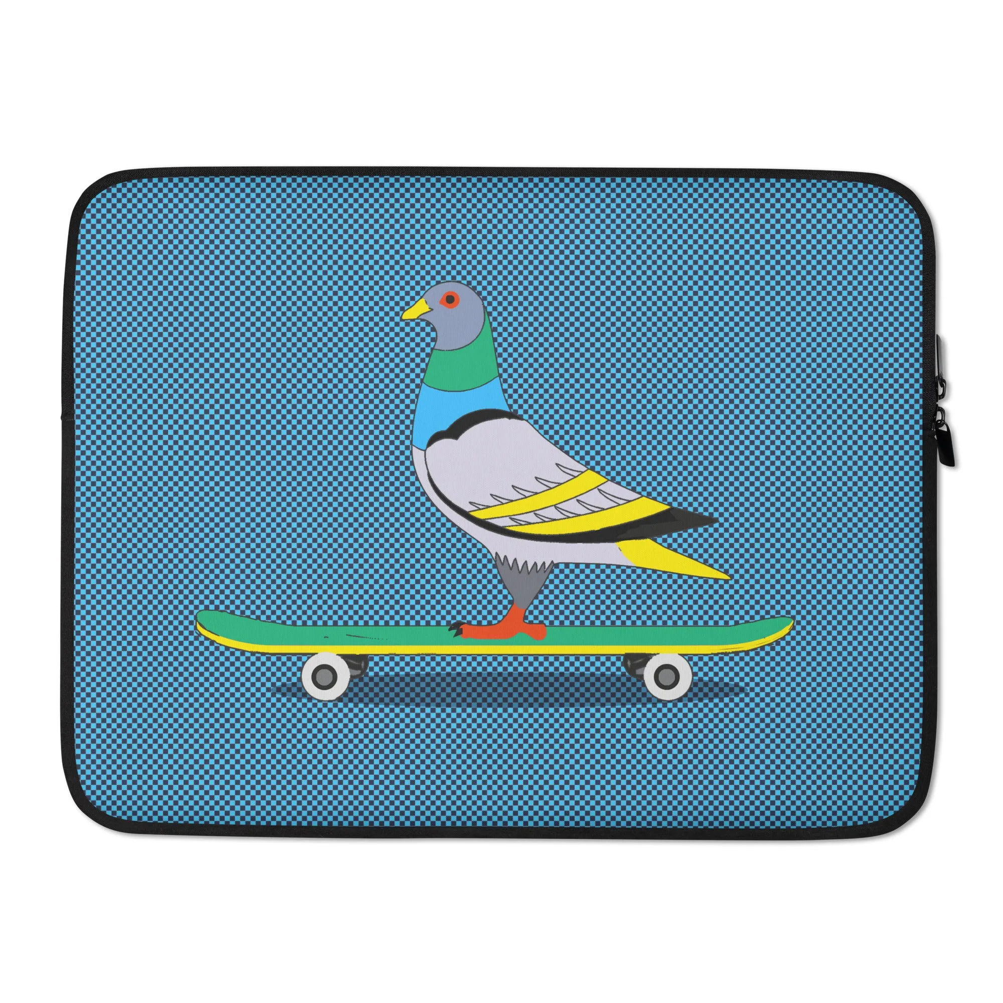 Skateboarding Pigeon Laptop Sleeve in Blue