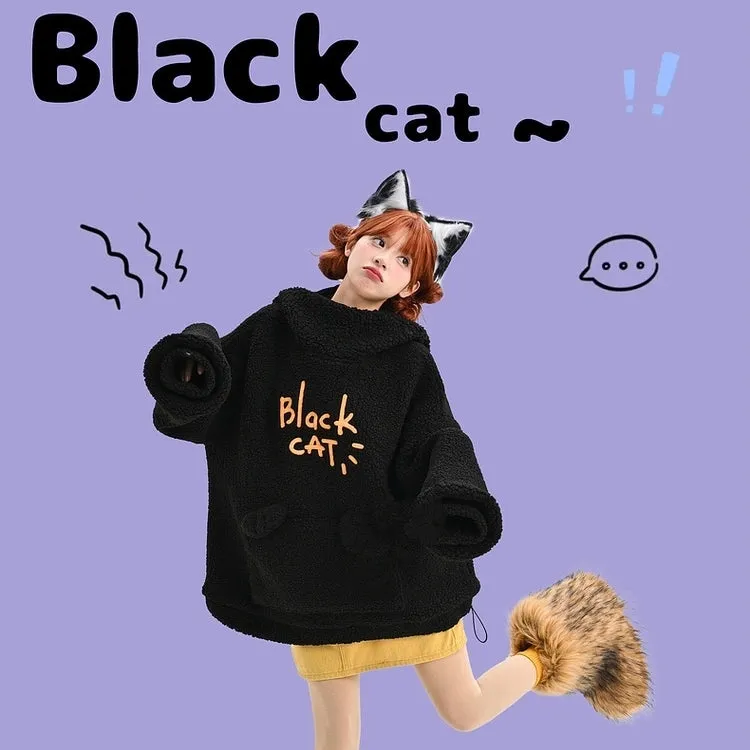 Sweet Girl Style Black Cat Ear Hooded Sweatshirt