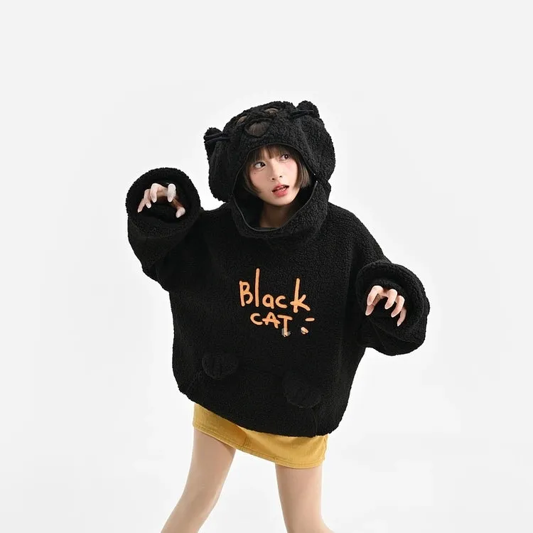 Sweet Girl Style Black Cat Ear Hooded Sweatshirt
