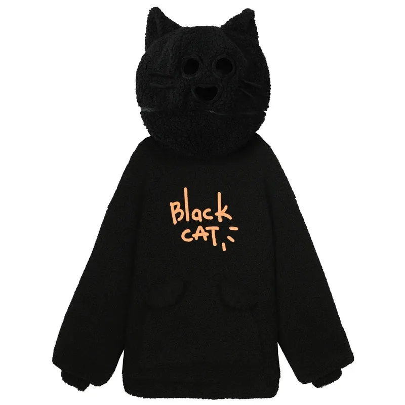 Sweet Girl Style Black Cat Ear Hooded Sweatshirt