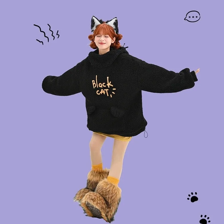 Sweet Girl Style Black Cat Ear Hooded Sweatshirt