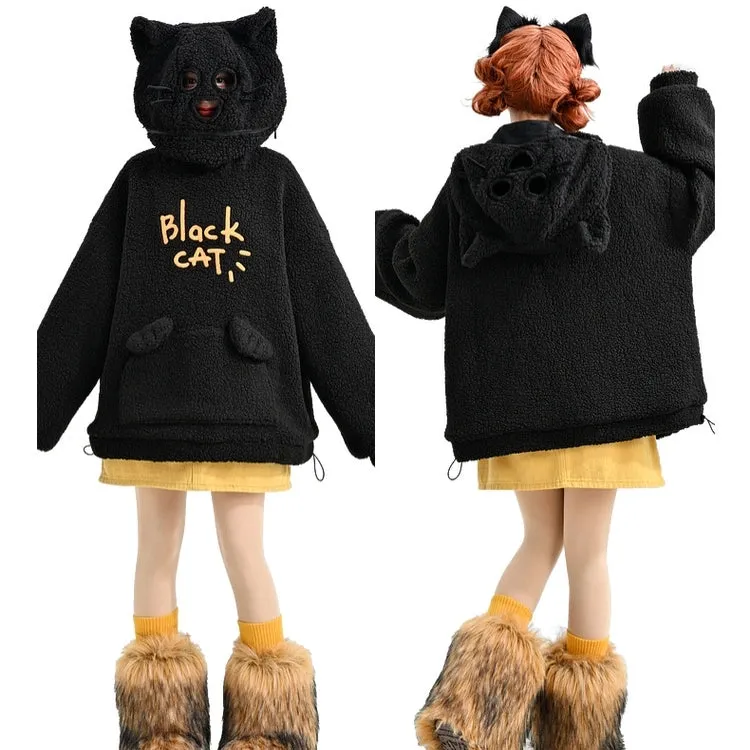 Sweet Girl Style Black Cat Ear Hooded Sweatshirt