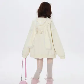 Sweet Girl Style Lace Rabbit Ears Hooded Coat