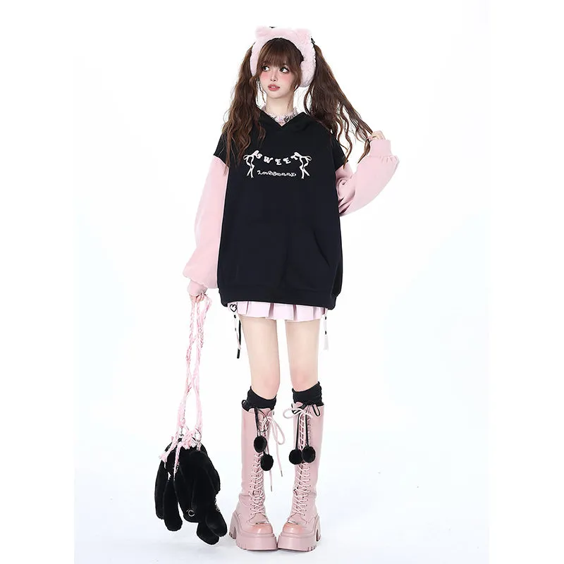 Sweet Girly Style Bunny Ear Hooded Sweatshirt